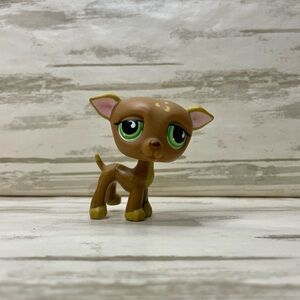 Littlest Pet Shop Authentic LPS #507 Brown Tan Greyhound Dog Green Eyes